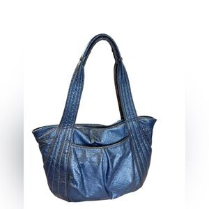 Kathy Van Zealand Metallic Blue Women's Shoulder bag Handbag Y2K Vintage Purse